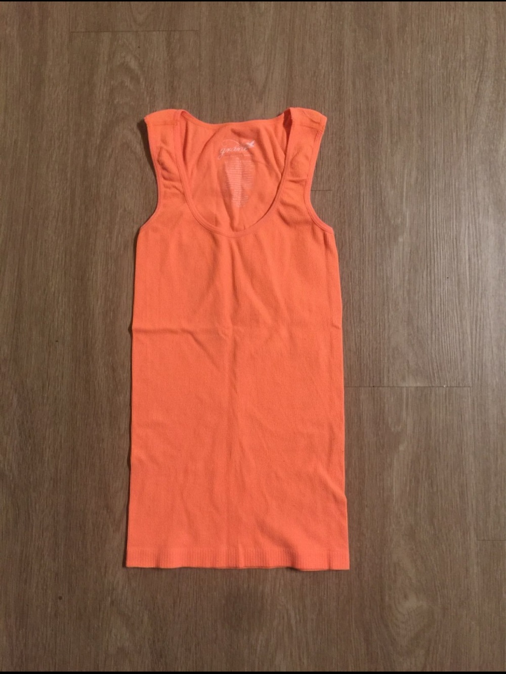 Grane Orange Ribbed Scoop Tank Top